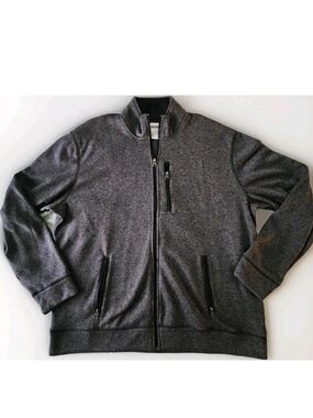 Sonoma Men's Gray Full Zip Fleece Sweatshirt Mock Neck Pockets XXL